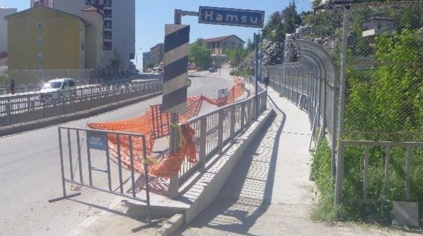 Hamsu K&ouml;pr&uuml;s&uuml;n&uuml;n Yaya Ge&ccedil;idinin Zemini Bazalt Taşı İle Kaplanıyor