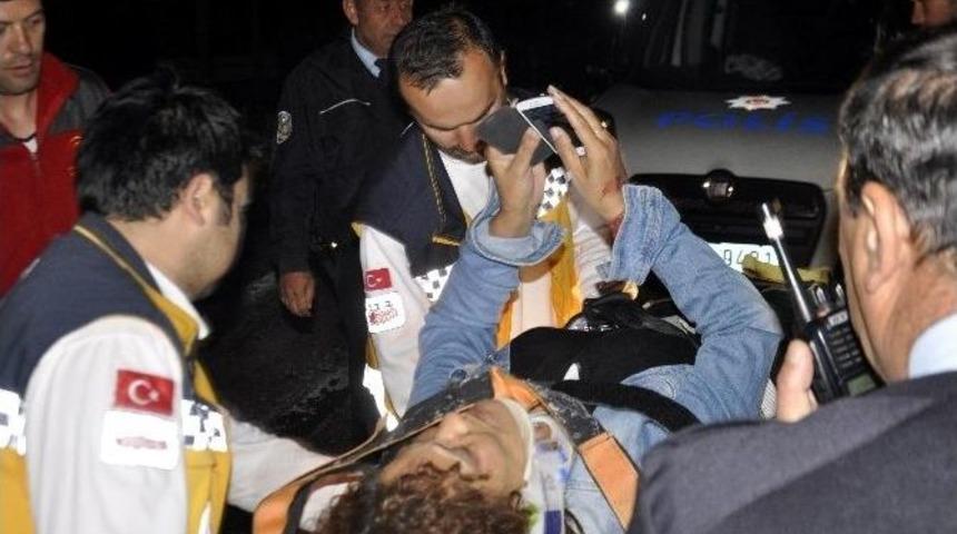 Otomobil Şarampole Takla Attı