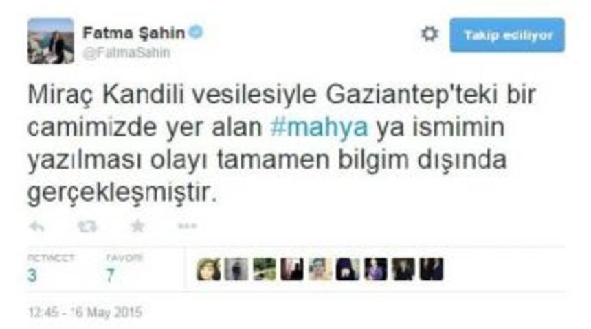 Fatma Şahin Adı Cami Mahyasında (2)