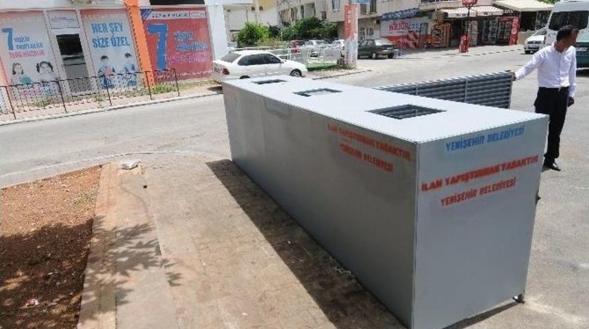 Yenişehir&rsquo;de &Ccedil;&ouml;p Konteynerlerine &Ccedil;elik Kasa