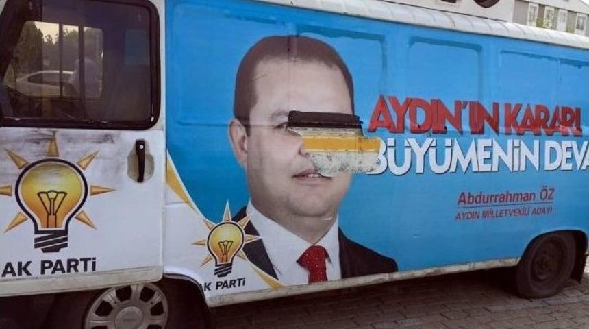 Aydın&rsquo;da Ak Parti Se&ccedil;im Ofisi Ve Ara&ccedil;larına Saldırı
