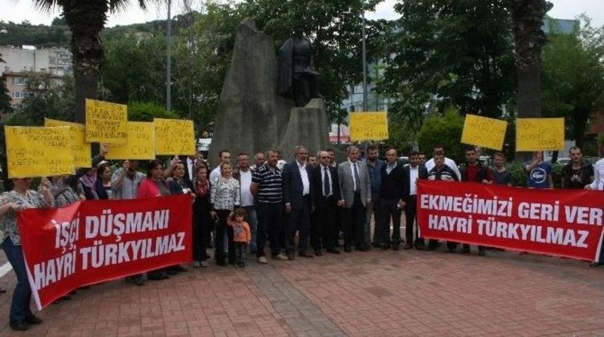 İşten &Ccedil;ıkarılan İş&ccedil;iler Mudanya Belediyesi&rsquo;ni Protesto Etti