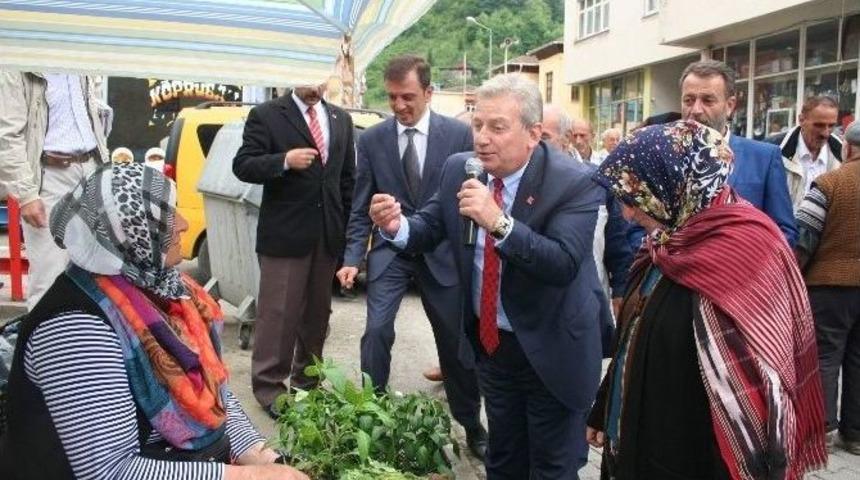 Elinde Mikrofonla Dolaşıp Se&ccedil;im &Ccedil;alışması Y&uuml;r&uuml;t&uuml;yor