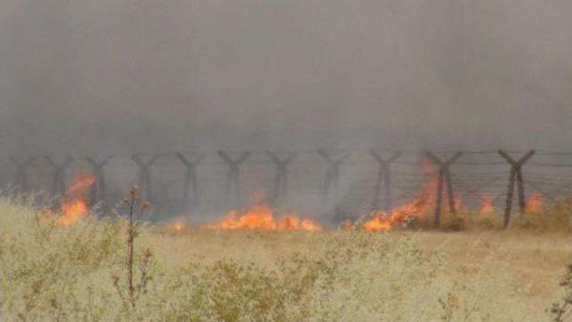 Nusaybin'in Suriye Sınırındaki Mayınlı Alanda Yangın Çıktı