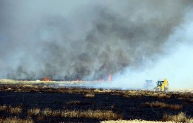 Buğday Tarlasındaki Yangını Söndürmek Için Seferber Oldular