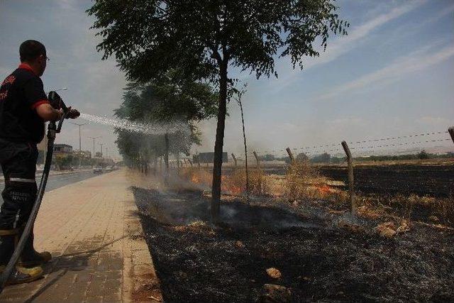 Cezaevi Yakınındaki Arazide Anız Yangını Korkuttu