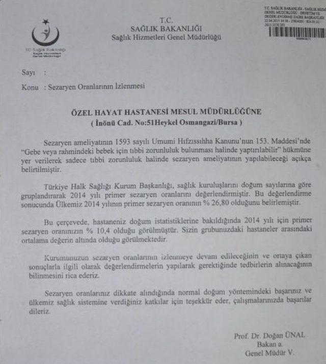 Bakanlıktan Hayat’a Doğum Teşekkürü