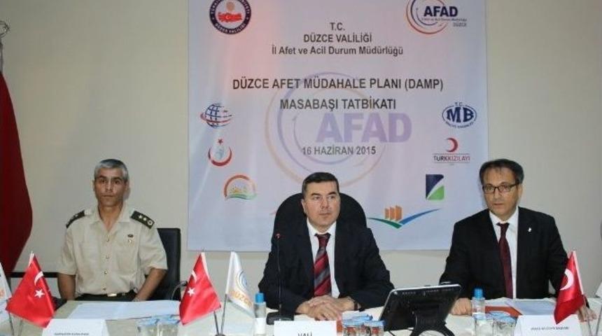 D&uuml;zce Afet M&uuml;dahale Planı Masabaşı Tatbikatı Yapıldı