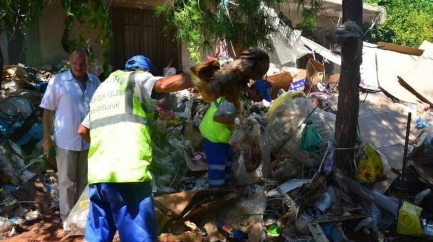 &Ccedil;&ouml;p Ev Haline Gelen Kullanılmayan Ev, Belediye Tarafından Temizlendi