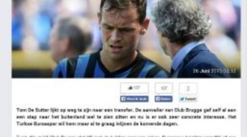 Bursaspor&rsquo;a Tom De Sutter Tepkisi