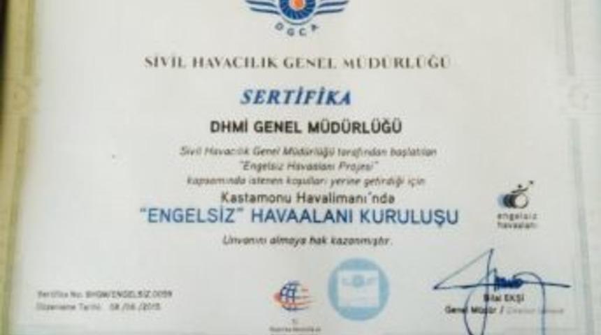 Kastamonu Havaalanı, &rsquo;engelsiz Havaalanı Kuruluşu&rsquo; Sertifikası Aldı