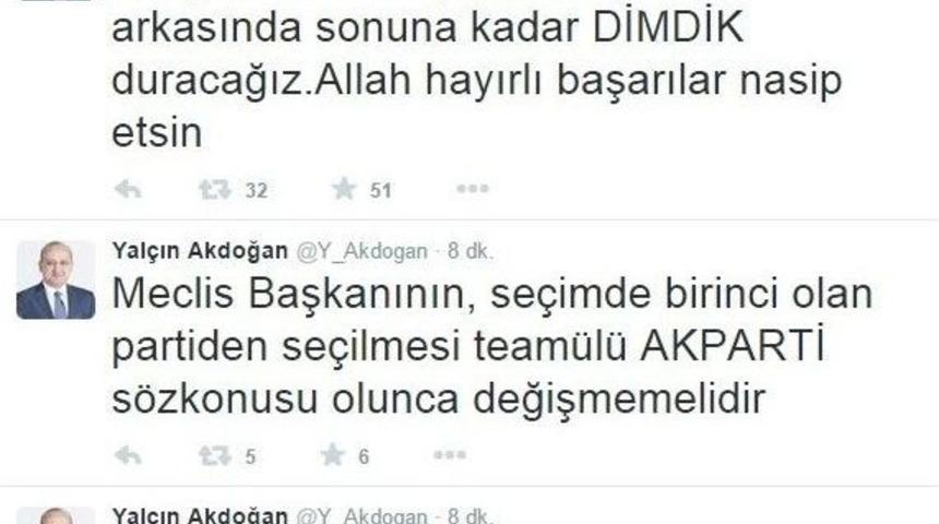 Başbakan Yardımcısı Yal&ccedil;ın Akdoğan&rsquo;dan Tbmm Başkanlık Se&ccedil;imleri Hakkında A&ccedil;ıklama