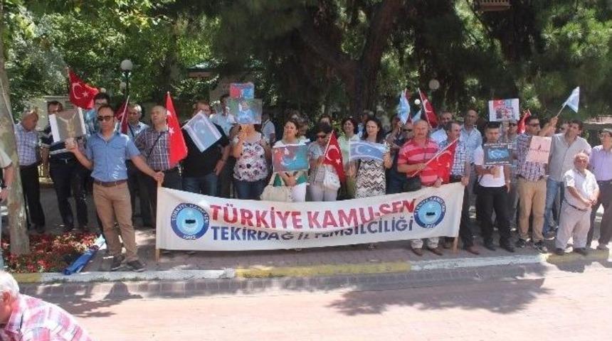 Kamu-sen Tekirdağ İl Temsilciliği&rsquo;nden &Ccedil;in&rsquo;e Protesto