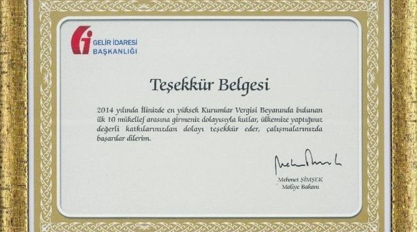 Bakan Şimşek’ten Yedaş’a Teşekkür Belgesi