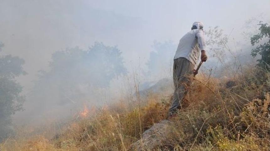 Anız Yangını Meyvelik Alana Zarar Vermeden S&ouml;nd&uuml;r&uuml;ld&uuml;