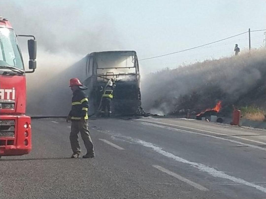 Aydın&rsquo;da Otob&uuml;s Yangını
