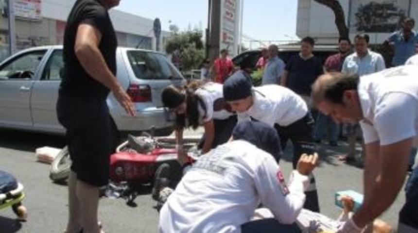 Motosiklet Sürücüsü Hastaneye Kaldırıldı