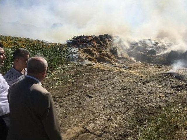 Tekirdağ’da Çıkan Yangında 2 Bin Balya Saman Kül Oldu