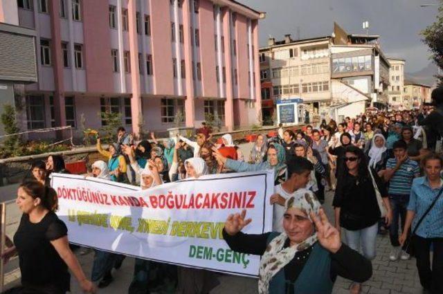 Hakkari'de Dbp Ve Hdp'liler, Pkk'ya Operasyonu Protesto Etti