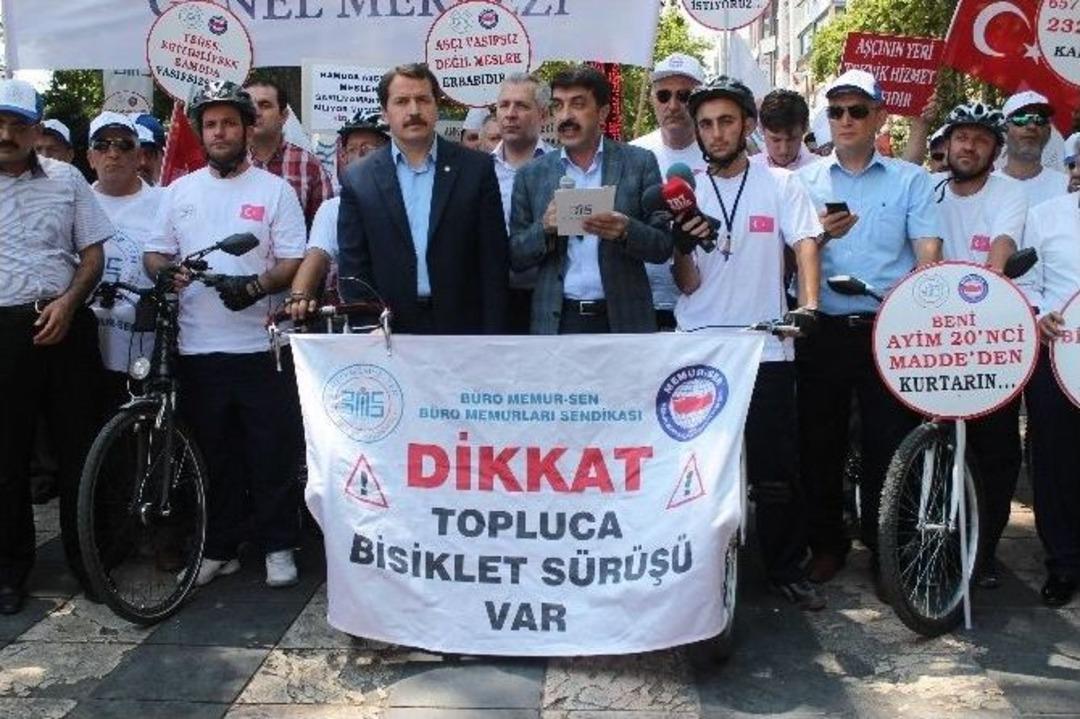 Memurlar Toplu S&ouml;zleşmeye Dikkat &Ccedil;ekmek İ&ccedil;in 800 Kilometre Pedal &Ccedil;evirdiler