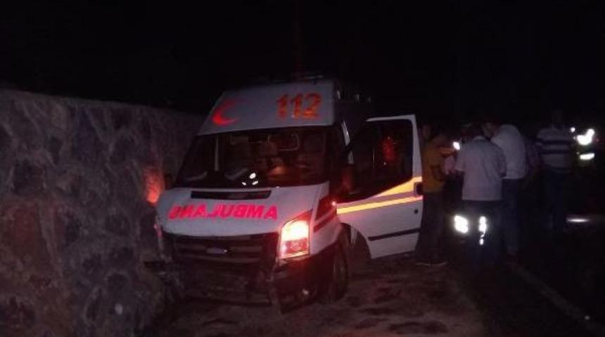 Hasta Taşıyan Ambulans Istinat Duvarına &Ccedil;arptı: 1 Yaralı