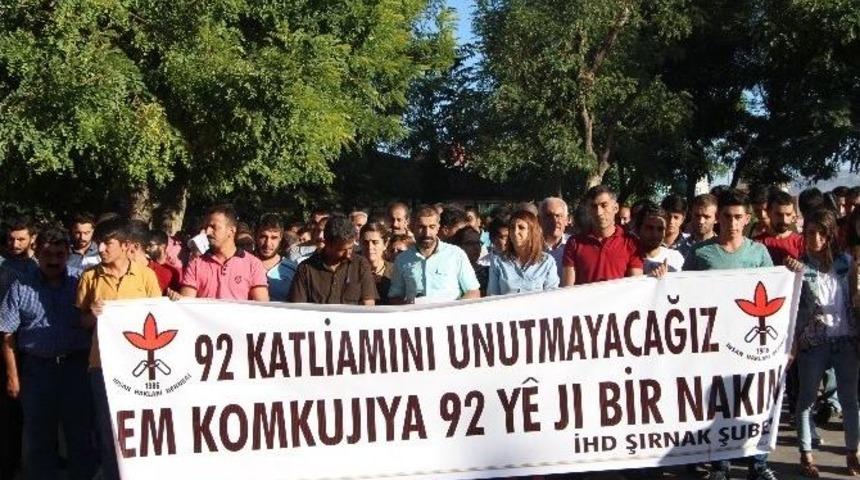 Şırnak&rsquo;ta 1992 Yılında 54 Kişinin &Ouml;ld&uuml;ğ&uuml; Olaylar Kınandı
