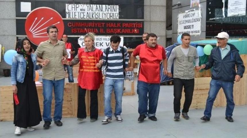 Sarıyer Belediyesi İş&ccedil;ilerinden Chp Binası &Ouml;n&uuml;nde &Ccedil;ay Bah&ccedil;eli Protesto