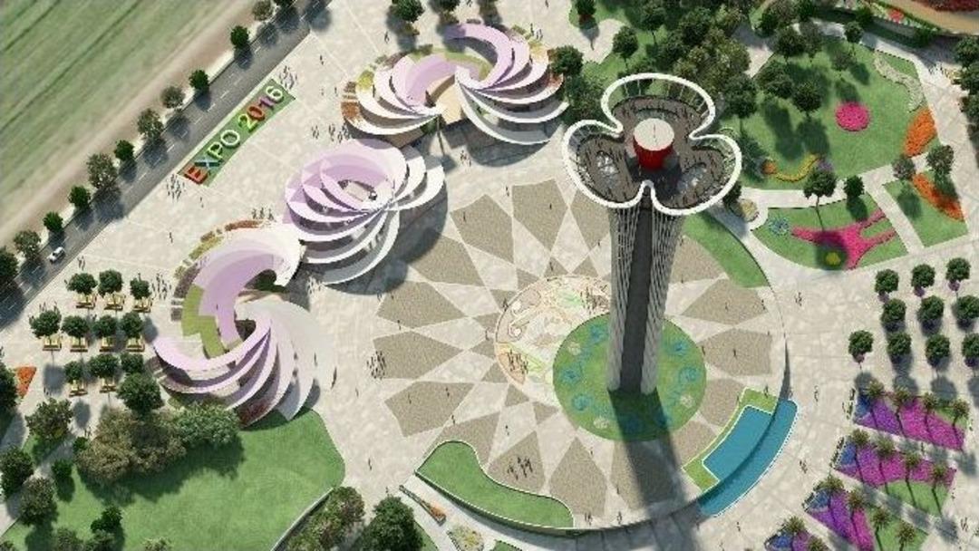 100 Metrelik Expo Kulesinin Seyir Terası G&ouml;ky&uuml;z&uuml;nde Monte Edilecek