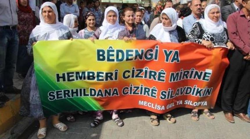 Silopi'den Cizre'ye Y&uuml;r&uuml;mek Isteyen Gruba Polis Izin Vermedi