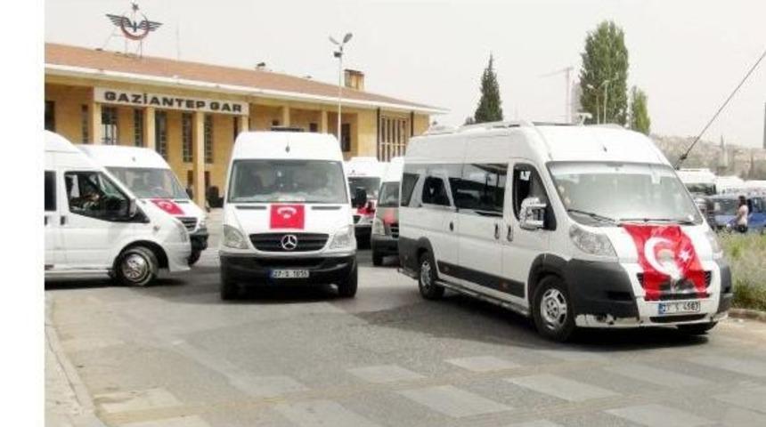 Gaziantep'te Servis Şof&ouml;rlerinden Konvoylu Ter&ouml;r Protestosu
