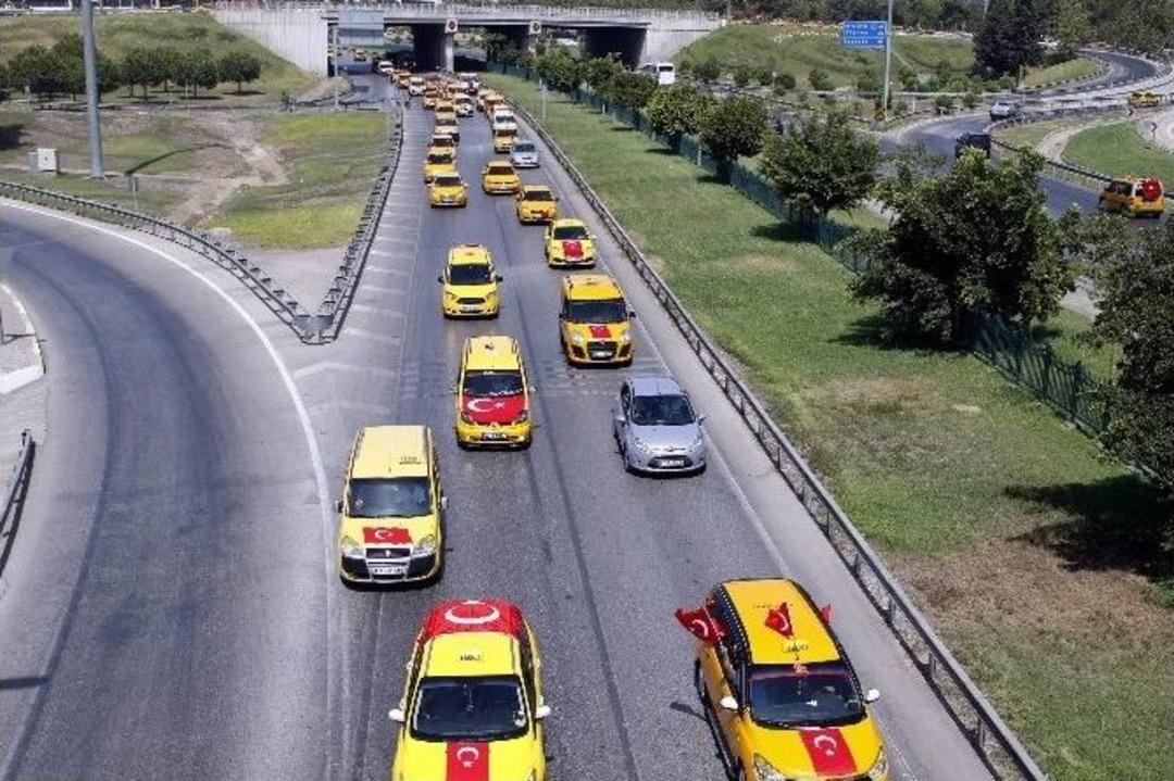 Taksiciler Ter&ouml;r&uuml; Konvoyla Protesto Etti