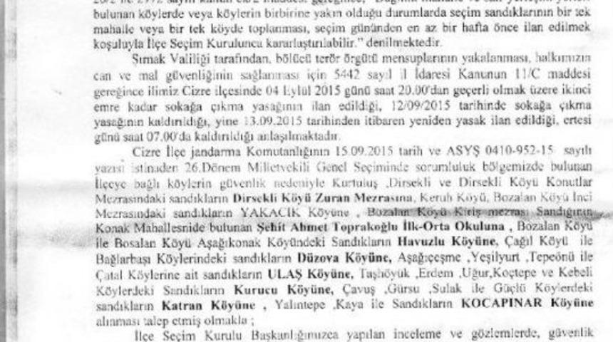 Cizre'de Sandık Taşıma Kararı Sadece Merkez I&ccedil;in Değil, 23 K&ouml;y Ve Mezra I&ccedil;inde Alınmış