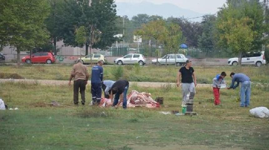 Bursa&rsquo;Da Sokakta Kurban Kesme Manzarası Değişmedi ,50 Kişi Kurban Keserken Yaralandı