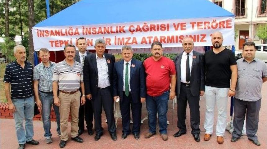 Aydın Esnafı Ter&ouml;re Karşı İnsanlığa &Ccedil;ağrı Yaptı