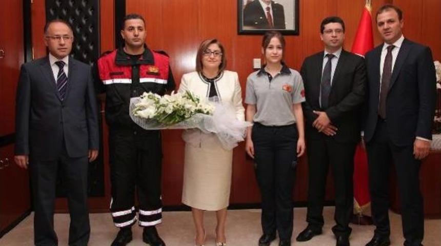 Gaziantep'te Itfaiye Erlerinden Fatma Şahin&rsquo;E Ziyaret