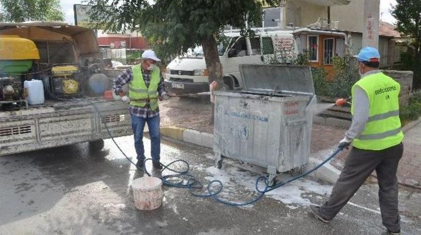 Ereğli&rsquo;de &Ccedil;&ouml;p Konteynerleri Dezenfekte Ediliyor