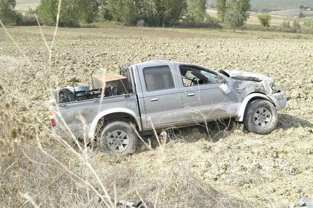 Yoldan Çıkan Pikap Tarlaya Uçtu: 1 Yaralı