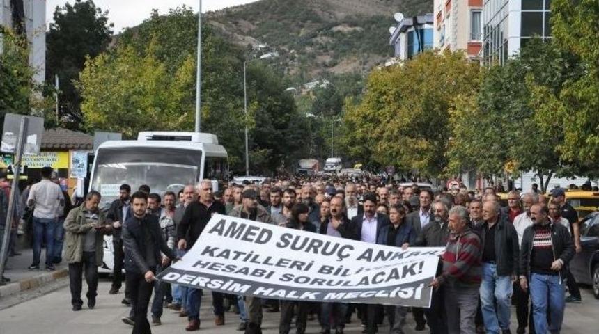 Tunceli&rsquo;de Binlerce Kişi Ankara&rsquo;daki Patlamayı Protesto Etti