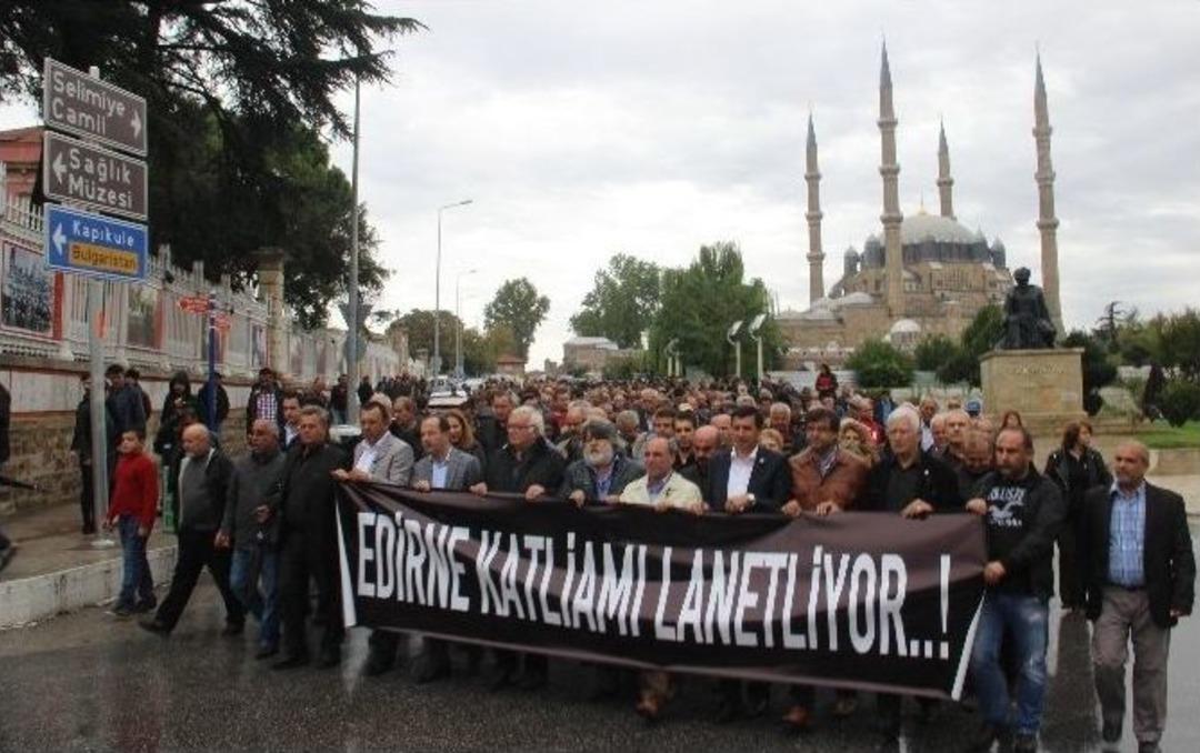 Edirne&rsquo;de Ter&ouml;r Saldırısına Protesto
