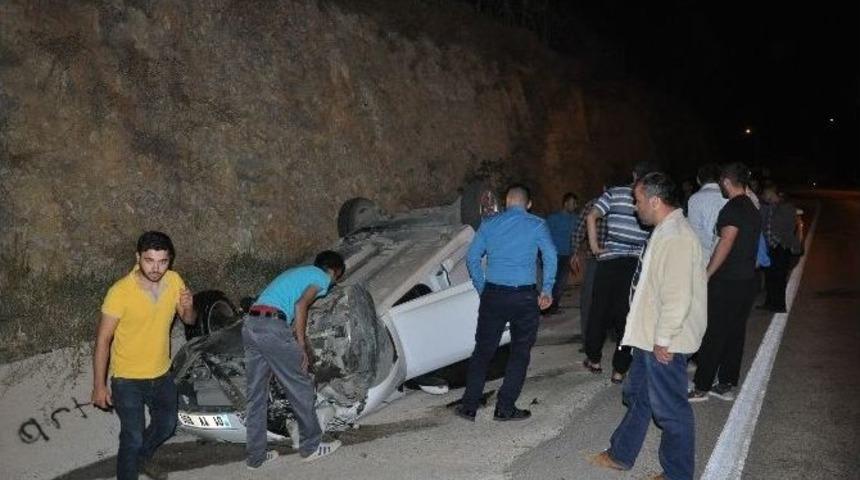 Otomobil Takla Attı, S&uuml;r&uuml;c&uuml;n&uuml;n Burnu Bile Kanamadı