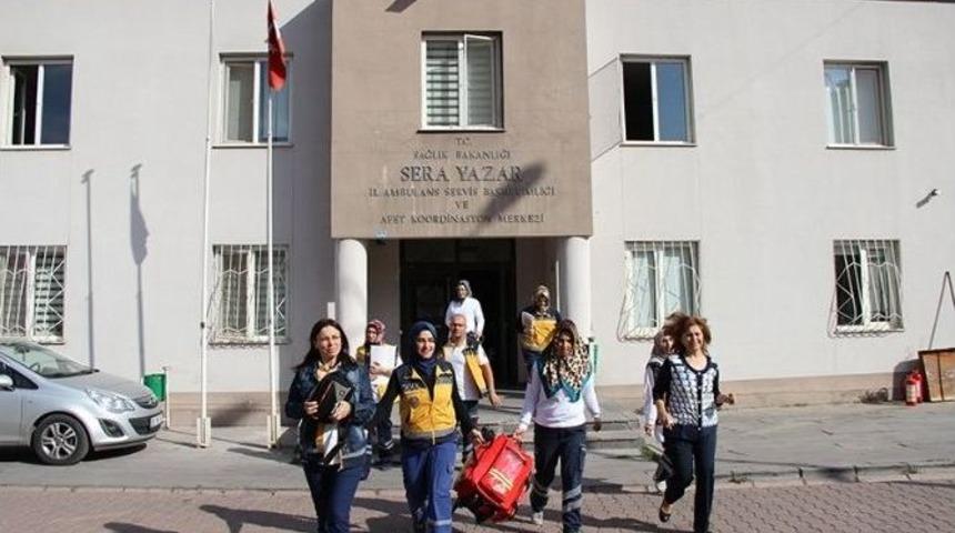 İl Sağlık M&uuml;d&uuml;rl&uuml;ğ&uuml; 112 Komuta Kontrol Merkezi Ve İl Ambulans Servisi Başhekimliğinde Ger&ccedil;eği Aratmayan Yangın Ve Bina Tahliye Tatbitakı