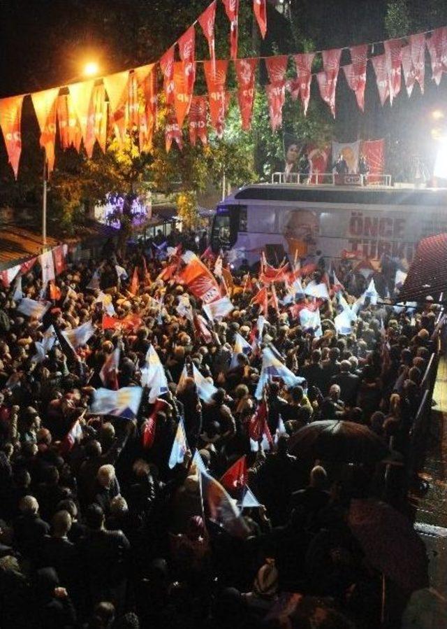 Chp Lideri Kılıçdaroğlu Mitingini Yağmur Altında Yaptı