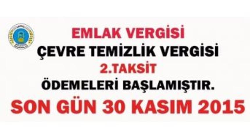 Kapaklı&rsquo;da Emlak Ve &Ccedil;evre Temizlik Vergisinde 2. Taksit &Ouml;demeleri Başladı