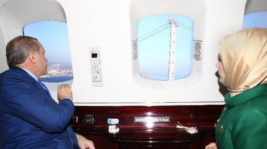 Cumhurbaşkanı K&ouml;pr&uuml; &Ccedil;alışmalarını Havadan Denetledi