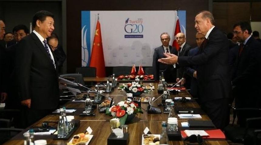 Cumhurbaşkanı Erdoğan, &Ccedil;in Devlet Başkanı Jinping İle G&ouml;r&uuml;şt&uuml;
