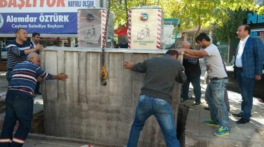 Ceyhan&rsquo;da &Ccedil;&ouml;p Konteynerleri Yeraltına Alınıyor