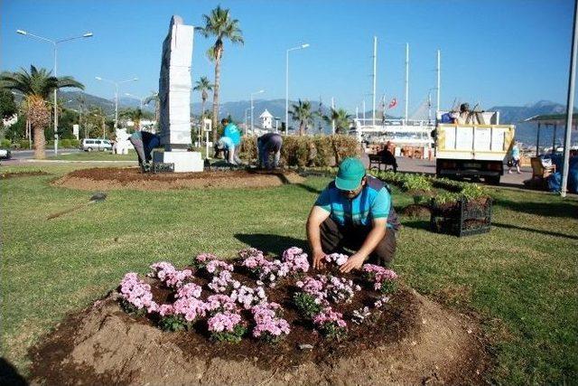 Alanya’da Kışlık Çiçekler Parkları Süslemeye Başladı