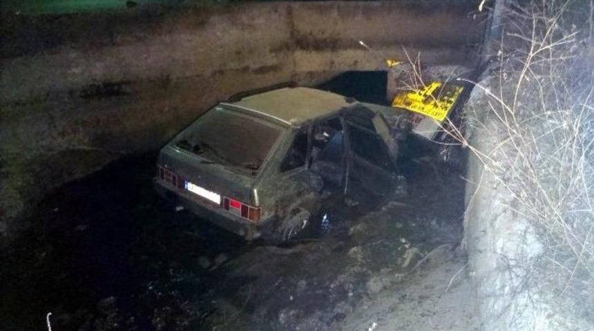 K&ouml;peğe &Ccedil;arpan Otomobil Sulama Kanalına D&uuml;şt&uuml;: 4 Yaralı