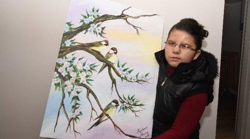 G&ouml;rme Engelli Minik Ferhan&rsquo;ın Renkli Tuvali