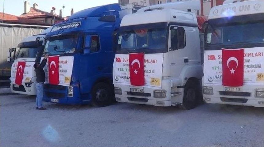 Sandıklı&rsquo;dan Bayır Bucak T&uuml;rkmenlerine 12 Tır Yardım Yola &Ccedil;ıktı